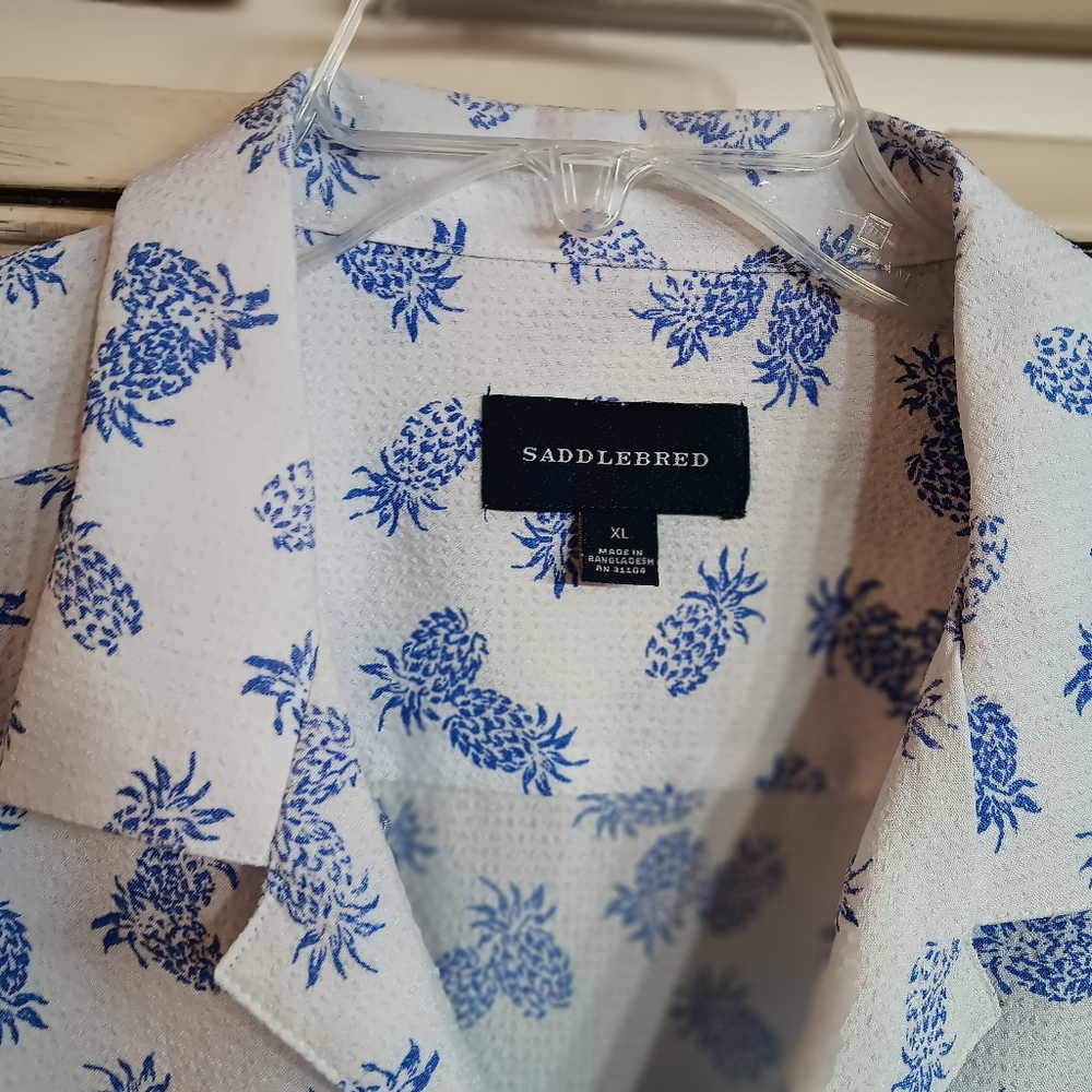 Saddlebred Button Down Pineapple Print Shirt - Si… - image 2
